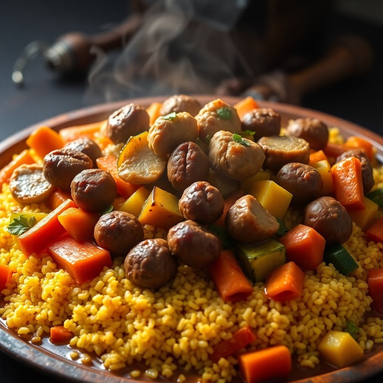 Couscous Royal aux Boulettes d'Agneau et Poulet Traditionnel