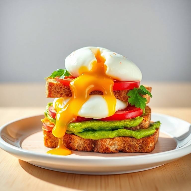 Tostadas de Aguacate y Tomate con Huevo Pochado