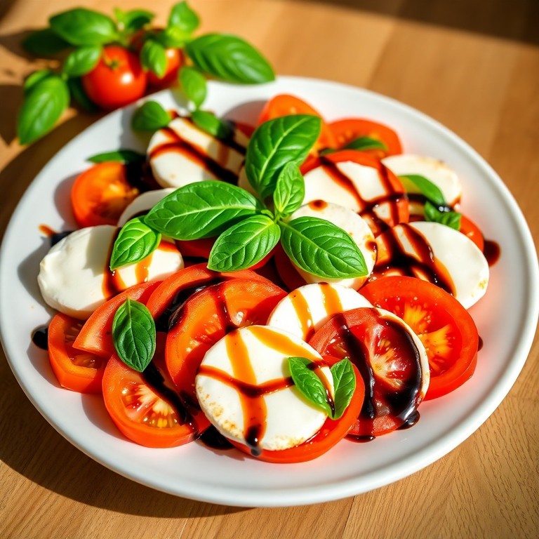 Mittelmeerischer Tomaten-Mozzarella-Salat mit Balsamico-Glasur