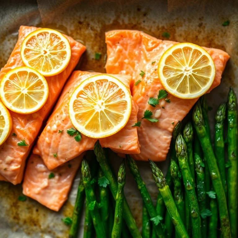 Salmón al Horno con Espárragos y Limón