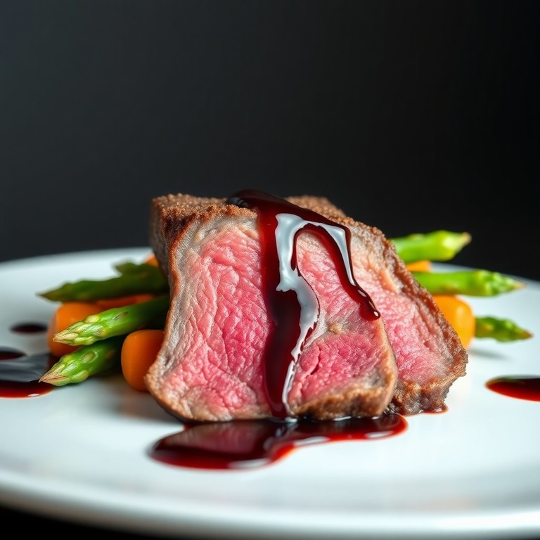 Lomo de Wagyu a la Parrilla con Reducción de Vino Tinto y Verduras de Temporada