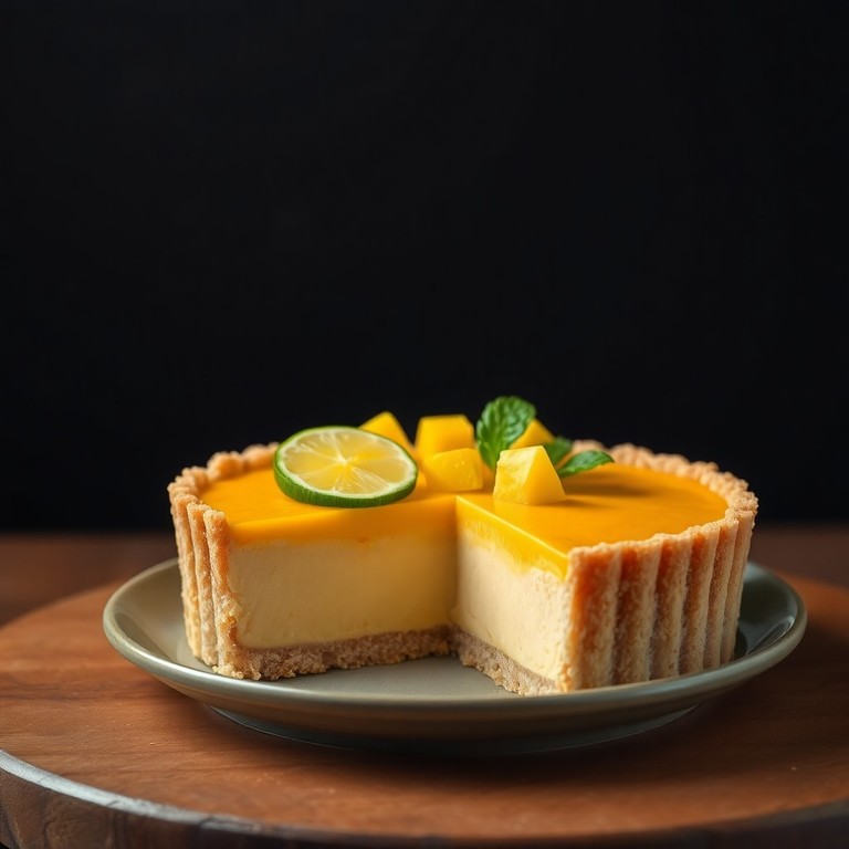 Tarta Refrescante de Mango, Tequila y Lima con Base de Galleta Salada