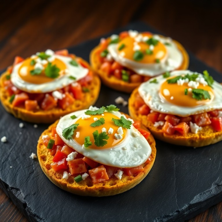 Tostadas Clásicas de Huevo con Jitomate y Cebolla