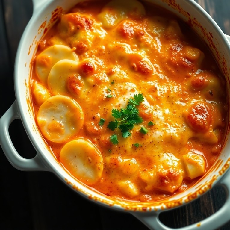 Herzhaftes Ungarisches Kartoffelgratin mit Ei und Saurer Sahne