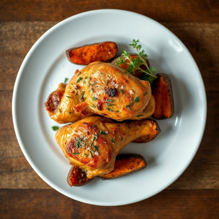 Herb-Encrusted Chicken Thighs with Roasted Sweet Potatoes