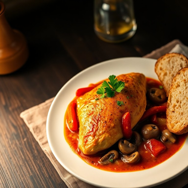 Pollo a la Provenzal con Pimientos y Champiñones