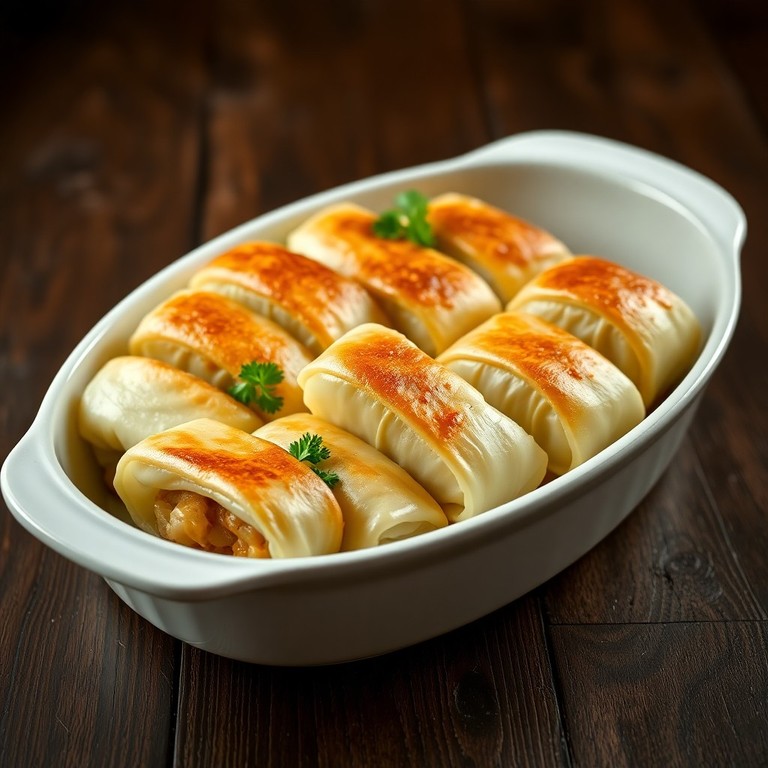 Gefüllte Chinakohlrollen mit Champignon-Hähnchen-Füllung