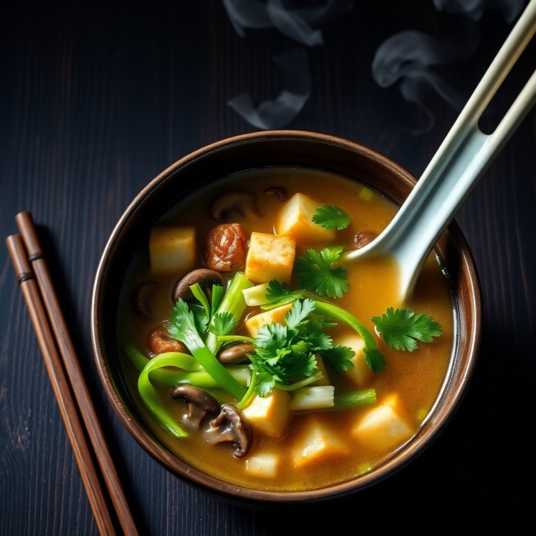 Aziatische Chinese Kool Soep met Tofu en Shiitake