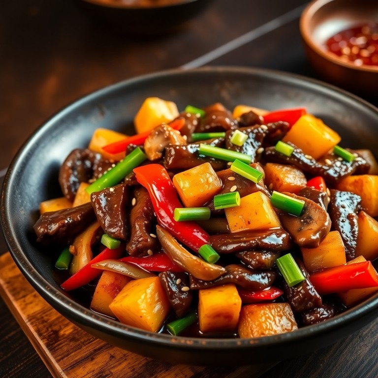 Salteado Asiático de Ternera y Verduras con Patatas Crujientes