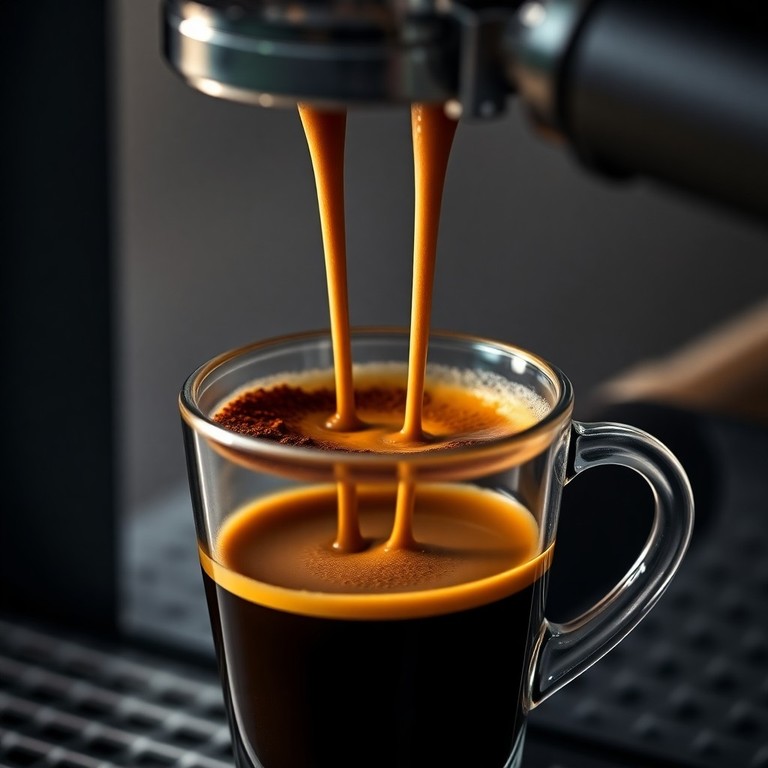 Espresso Artesanal con Vista de Granos Molidos