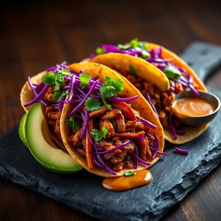 Tacos de Pollo Desmenuzado con Salsa Cremosa de Chipotle