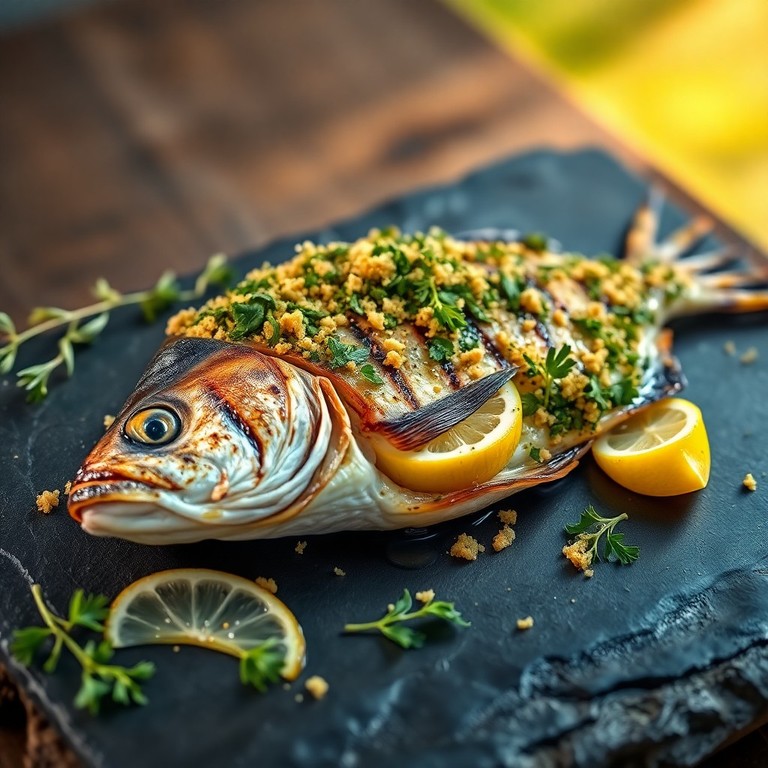 Gegrillter Petersfisch mit aromatischer Kräuterkruste