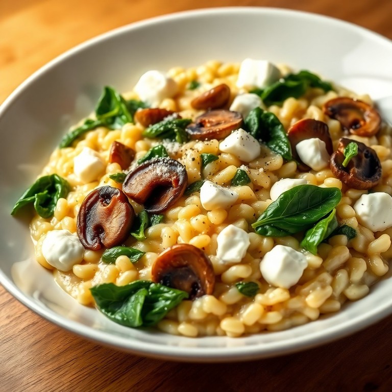 Risotto Cremoso ai Funghi, Spinaci e Ricotta