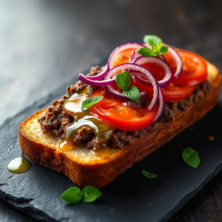 Sanduíche Mediterrâneo de Carne Moída e Vegetais Frescos