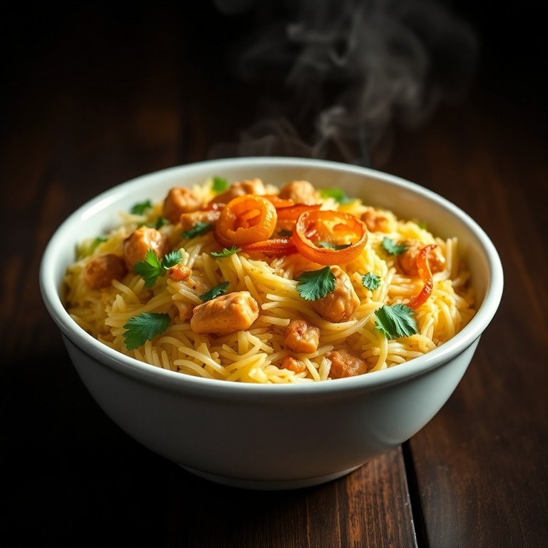 Aromatisiertes Hähnchen-Biryani aus dem Mikrowellen-Reiskocher