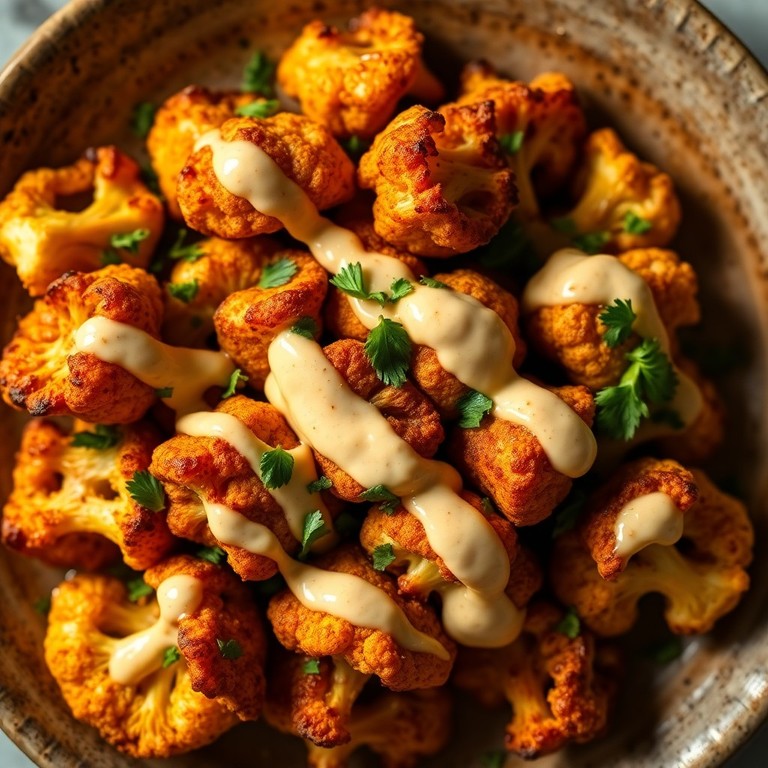 Gerösteter Blumenkohl mit Knoblauch und Tahini-Zitronen-Sauce