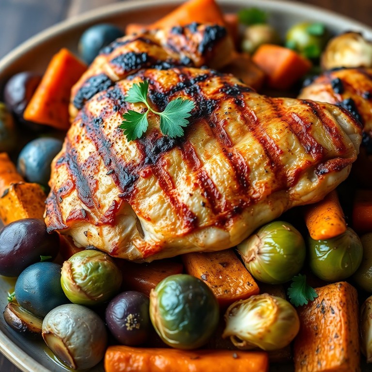 Grillade de Poulet Méditerranéenne et Légumes Racines Rôtis