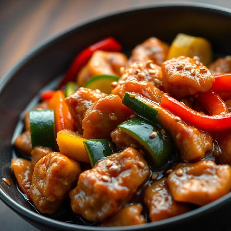 Poulet Sauté aux Poivrons et Courgettes, Sauce Soja Sucrée