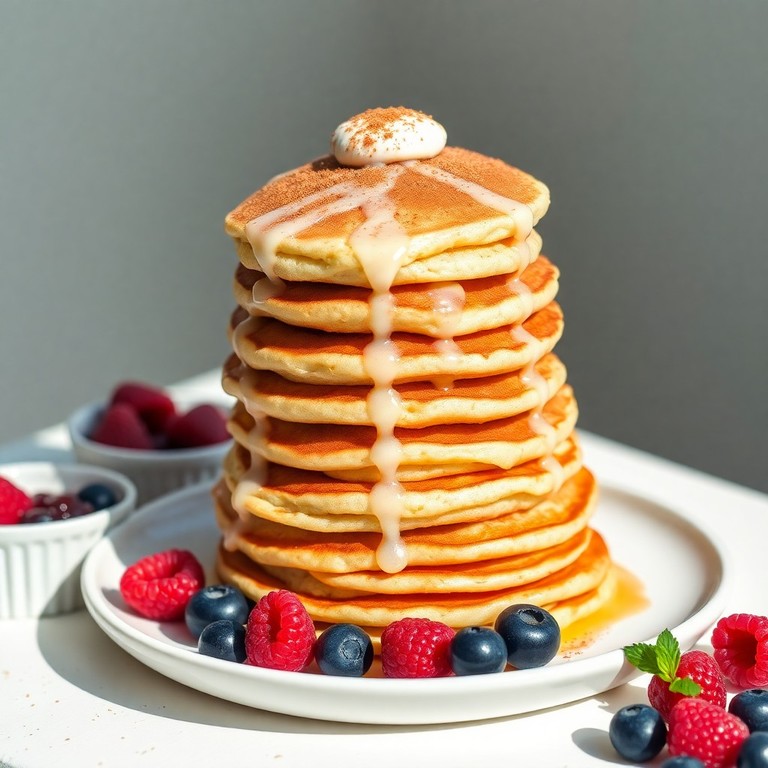 Proteinreiche Skyr-Zimt-Pfannkuchen mit Dinkel und Hafermilch (Low Carb)
