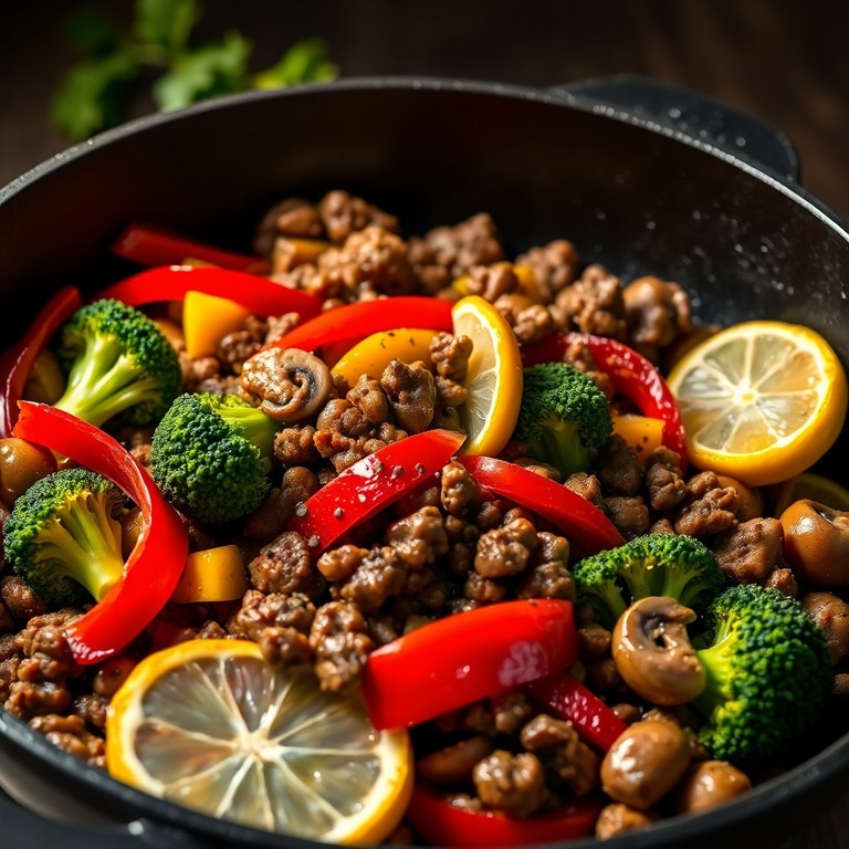 Poêlée Méditerranéenne de Steak Haché aux Légumes d'Été