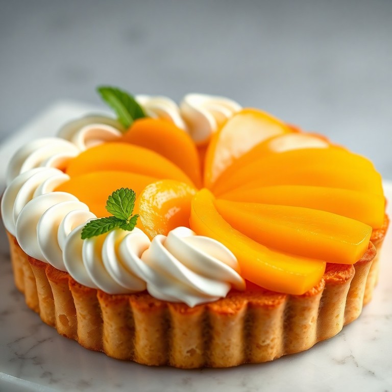 Tarta Elegante de Mango y Crema Chantilly sobre Masa Quebrada