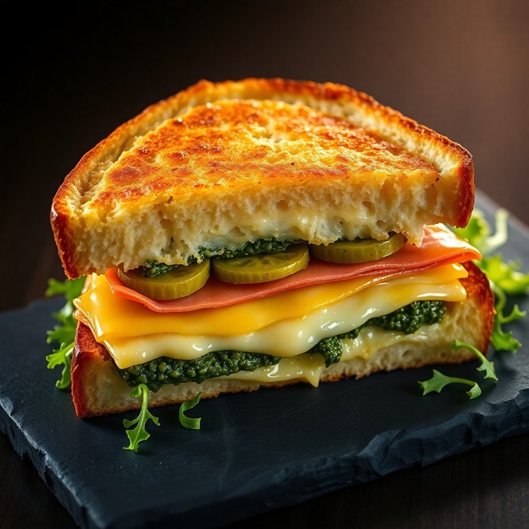 Croque-Monsieur Reinventé au Pesto et Jambon Cru