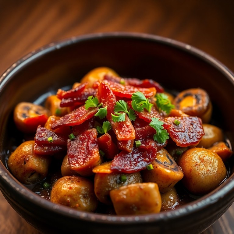 Setas al Anillo con Crujiente de Jamón Ibérico