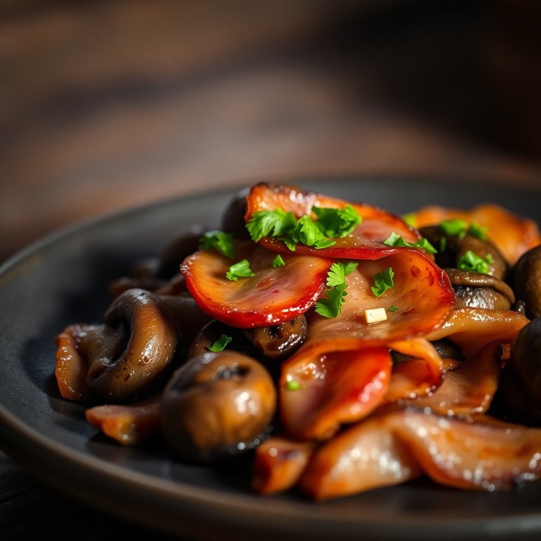 Salteado Rústico de Setas, Ajo y Jamón Ibérico