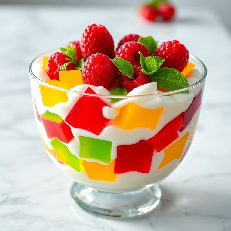 Mousse Aerado de Leite Condensado com Gelatina Colorida