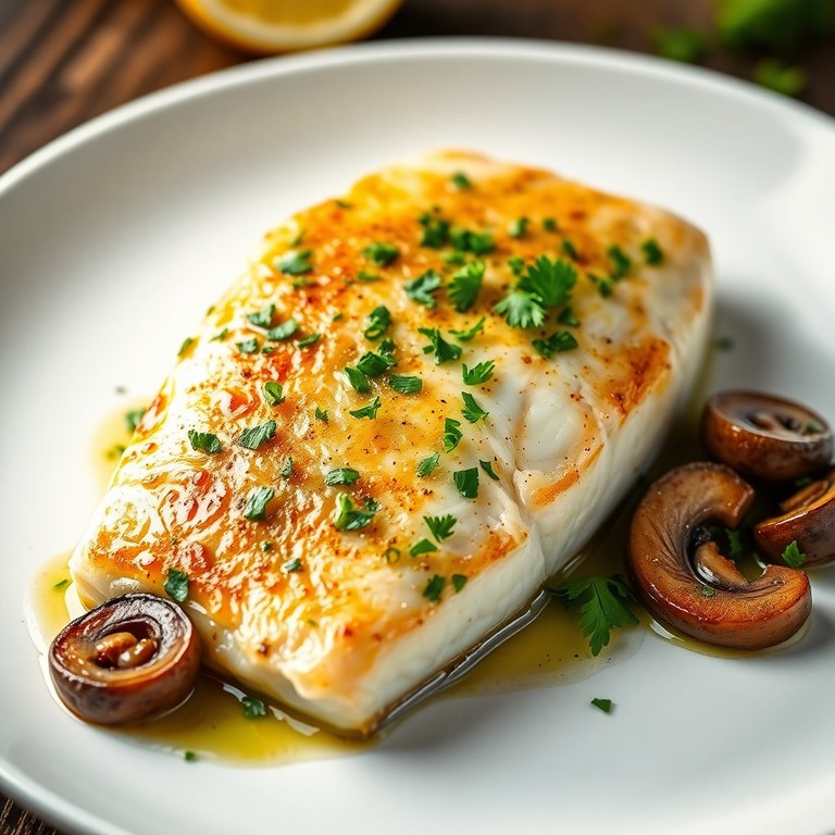 Рыба в масле с чесноком, зеленью и грибами