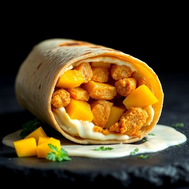 Wraps Innovadores de Pollo al Curry con Mango y Yogur de Menta