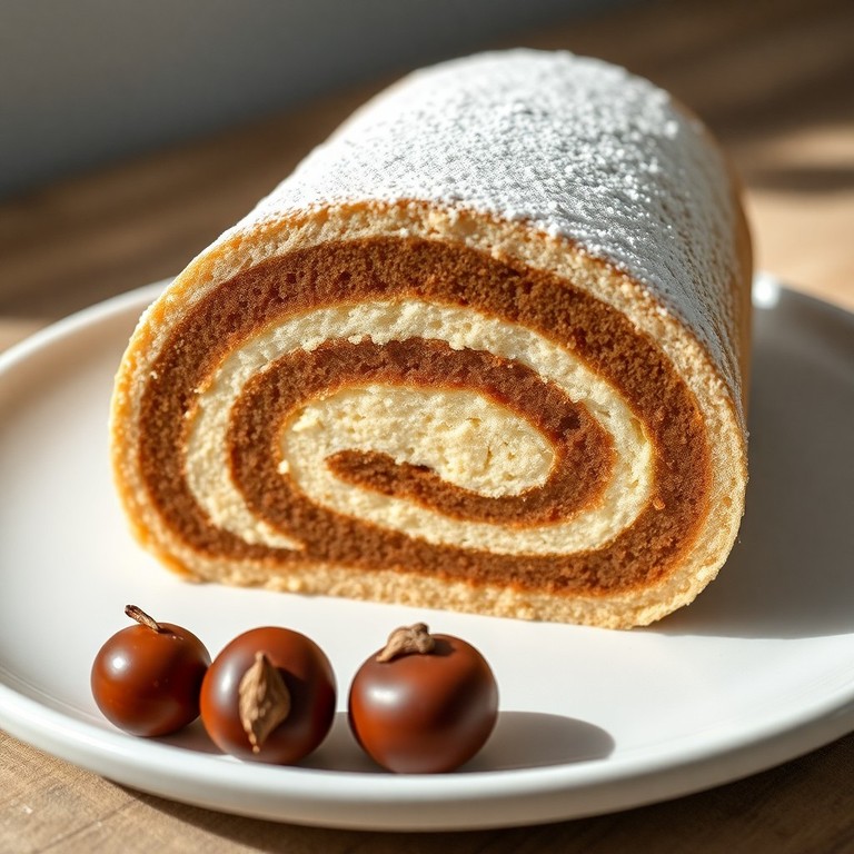 Gâteau Roulé Léger à la Crème de Marron (Sans Farine ni Sucre Ajouté)