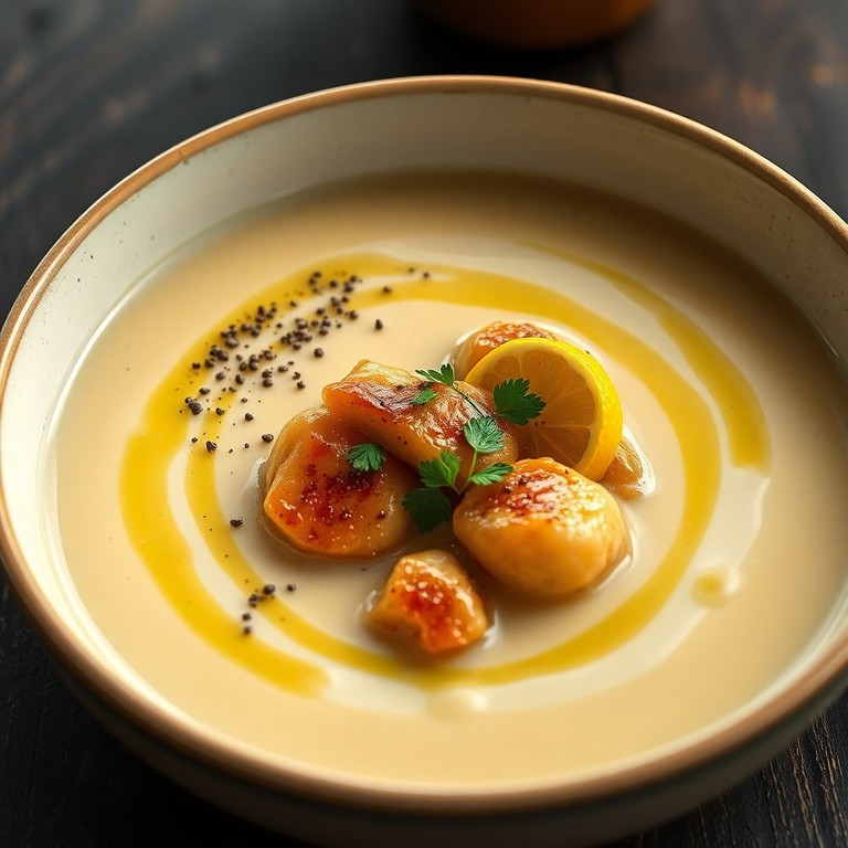 Vellutata di Patate e Funghi con Bocconcini di Pollo al Limone