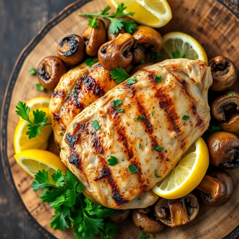 Pollo a la Parrilla con Setas y Hierbas Frescas