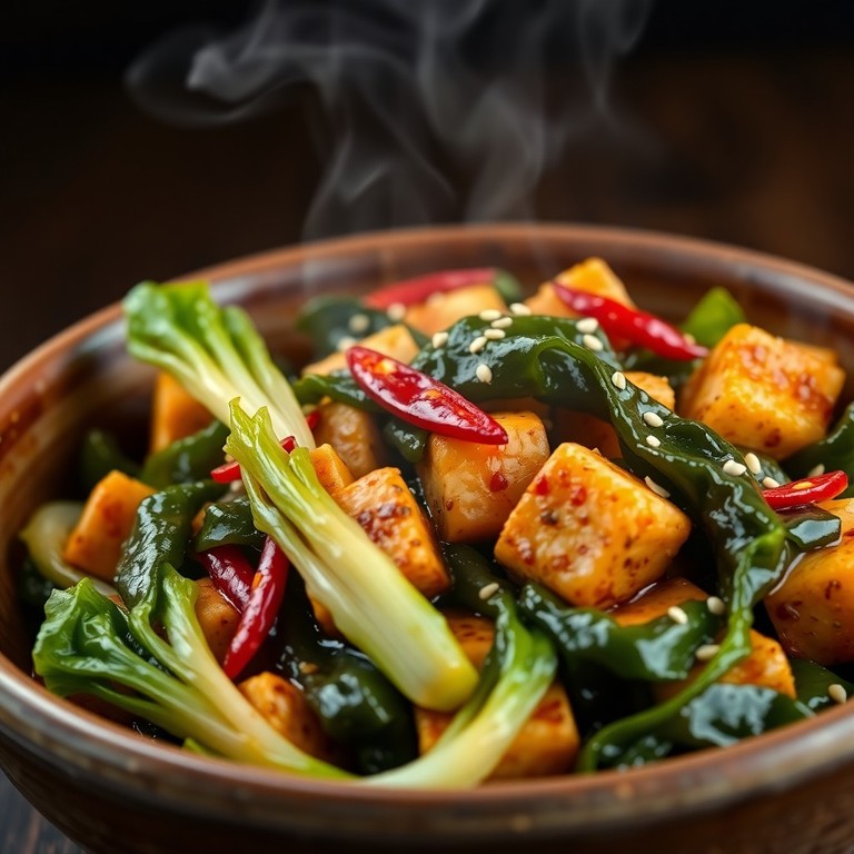 Pittige Aziatische Andijvie-Tofu Roerbak