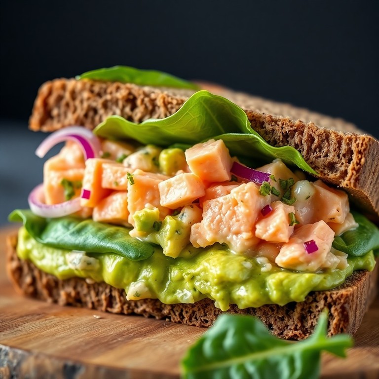 Bocadillo Ligero de Salmón y Aguacate en Pan Integral