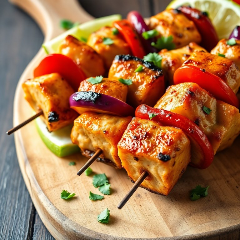 Brochetas Asadas de Pavo y Setas con Especias Aromáticas