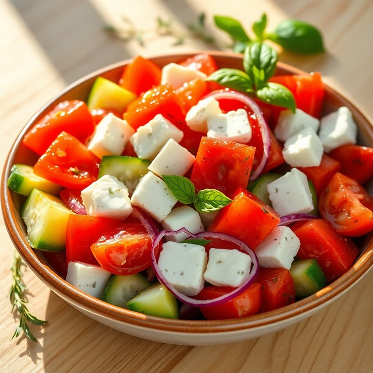 Средиземноморский салат с фетой и овощами