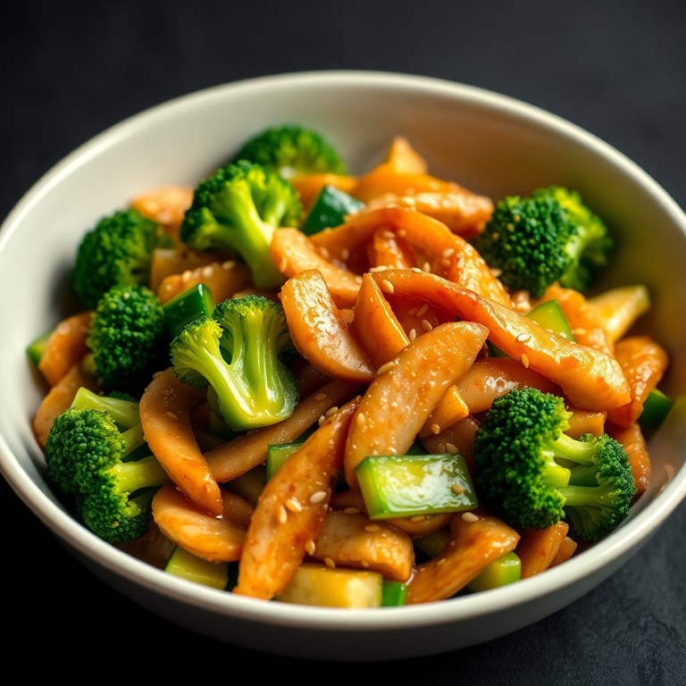 Salteado Ligero de Pavo, Brócoli y Calabacín con Jengibre