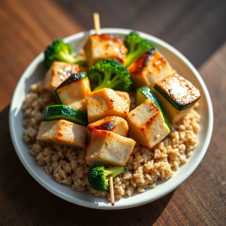 Brochetas Ligeras de Pavo, Brócoli y Calabacín con Jengibre