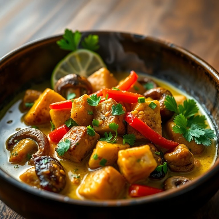 Curry Aromático de Setas y Pavo con Leche de Coco Ligera