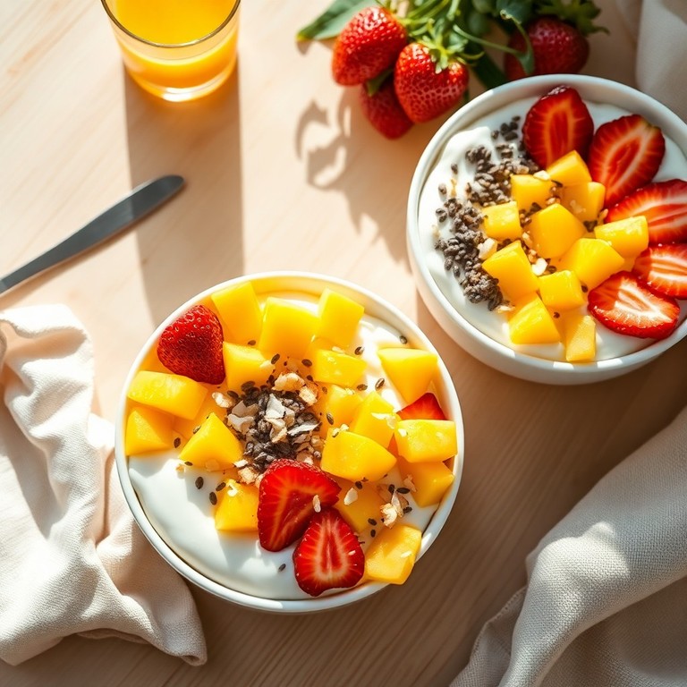 Bowl de Yogur y Frutas Tropicales para Brunch