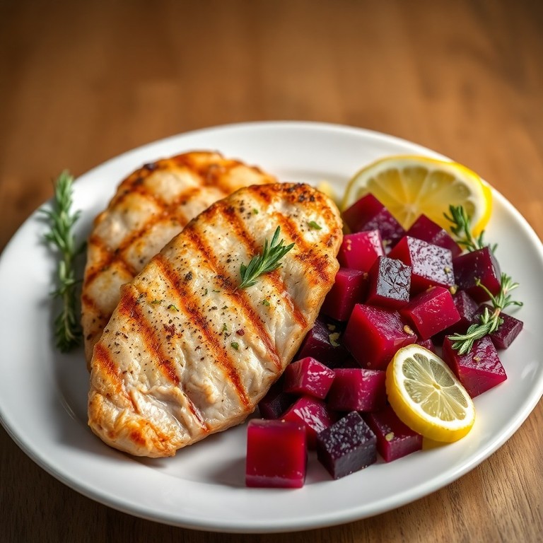 Petto di Tacchino al Limone e Rosmarino con Contorno di Barbabietole Semplici