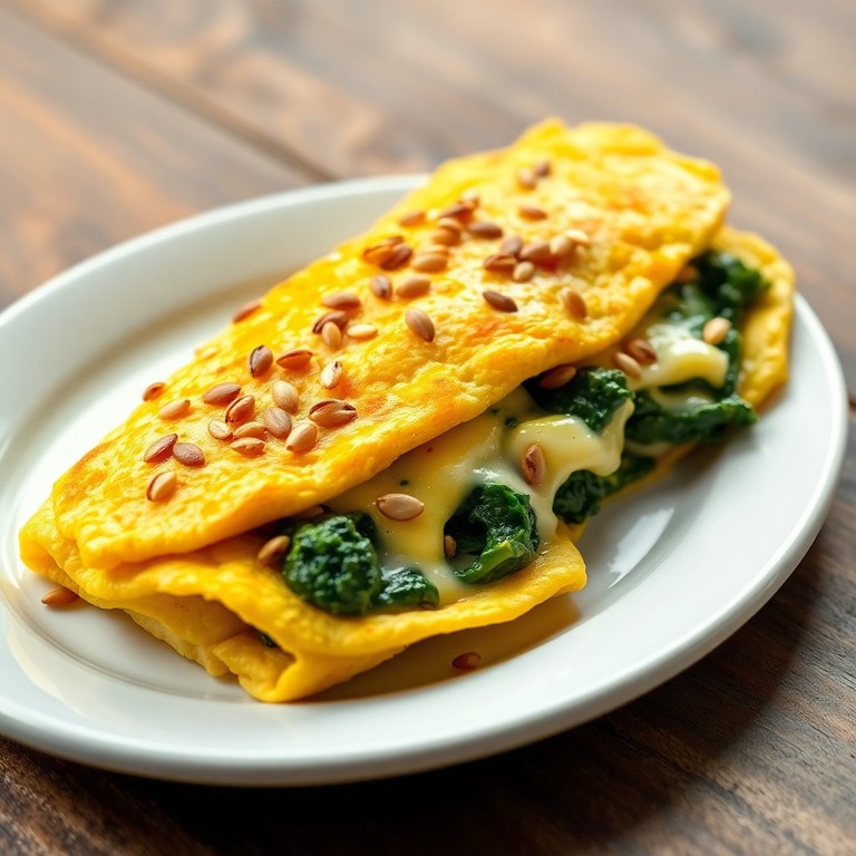 Omelette de Espinacas y Semillas Tostadas
