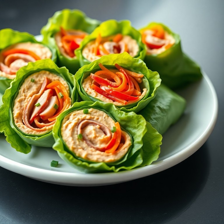 Rollitos de Lechuga con Humus y Pavo