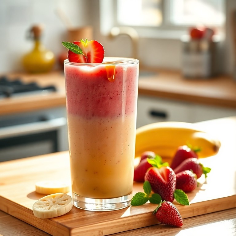 Smoothie Frais Banane-Fraise au Miel Doré