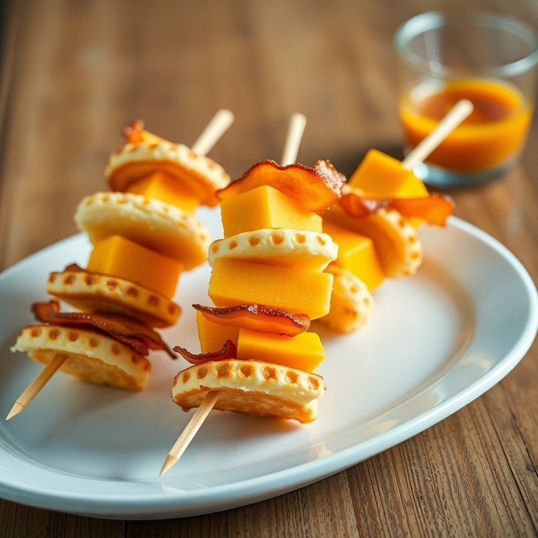 Hearty Savory Breakfast Skewers with Mini Pancakes