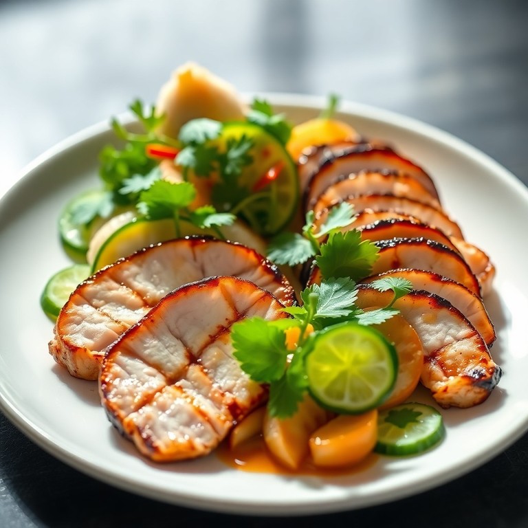 Ginger-Soy Grilled Chicken with Chilled Herb Dumpling Salad