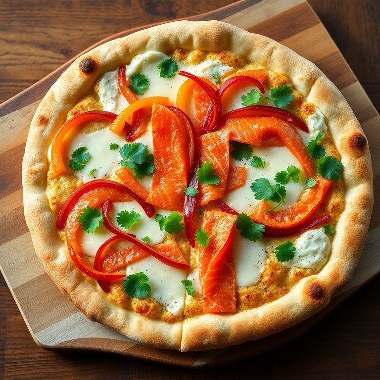 Spicy Jerk Smoked Salmon Pizza with Sweet Peppers