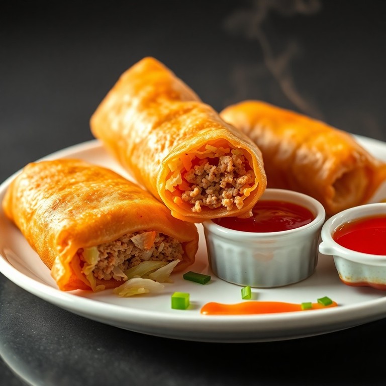 Classic Chinese Pork and Vegetable Egg Rolls
